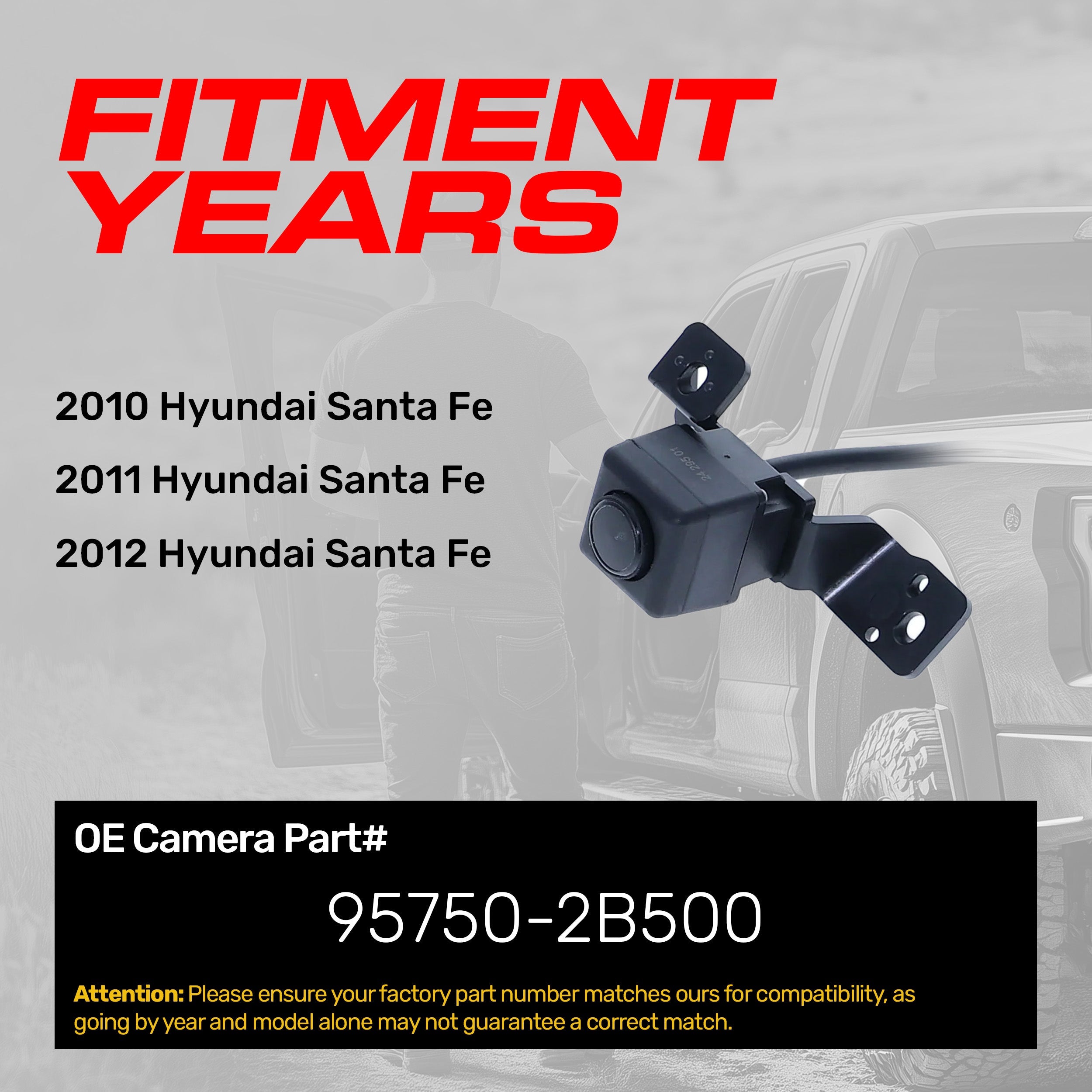 Hyundai Santa Fe (2010-2012) OEM Replacement Backup Camera OE Part # 95750-2B500