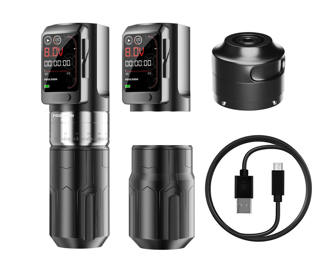POSEIDON-S-LUXE Temporary Tattoo Pen Set – Wireless & Wired Dual Power Stick-On Tattoo Kit