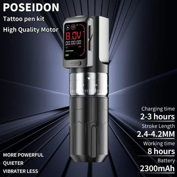 POSEIDON-S-LUXE Temporary Tattoo Pen Set – Wireless & Wired Dual Power Stick-On Tattoo Kit