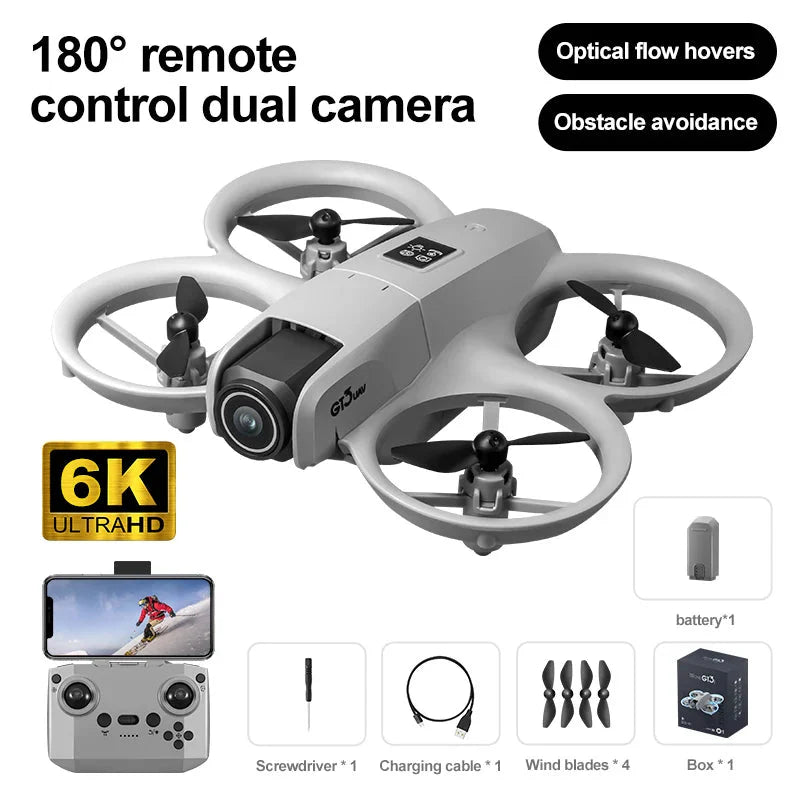 GT3 RC Drone – 8K/6K HD Dual Camera, 5G WiFi, Obstacle Avoidance