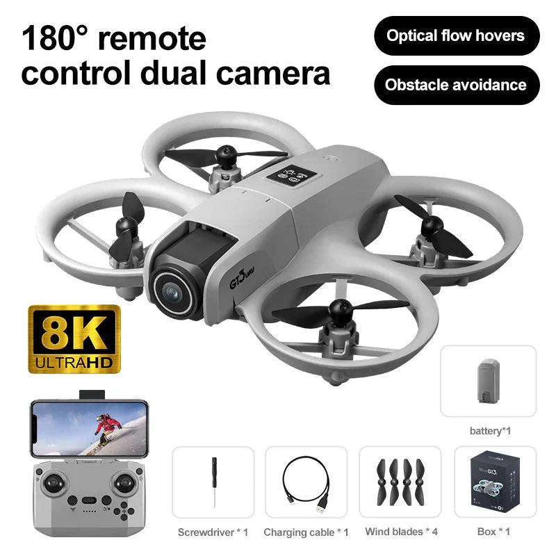 GT3 RC Drone – 8K/6K HD Dual Camera, 5G WiFi, Obstacle Avoidance
