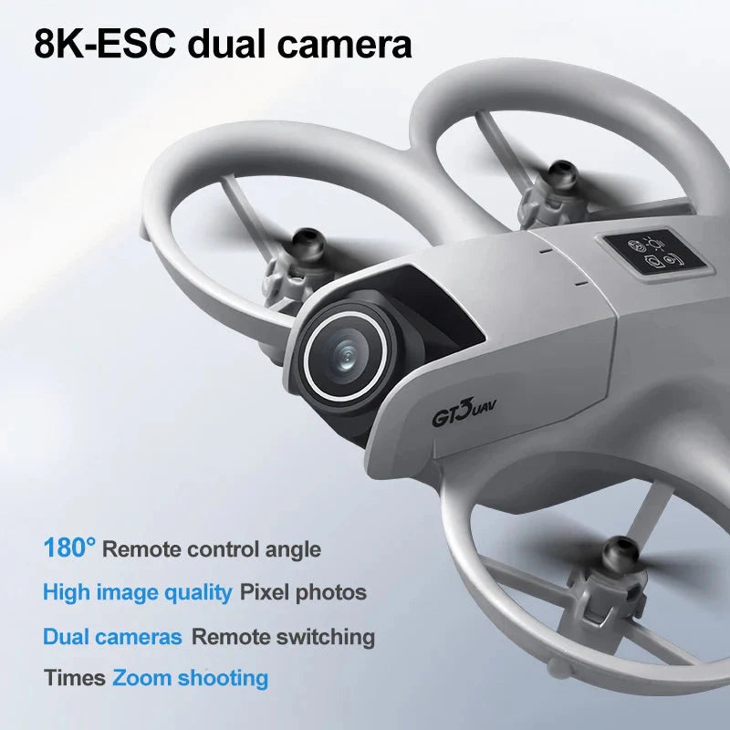 GT3 RC Drone – 8K/6K HD Dual Camera, 5G WiFi, Obstacle Avoidance