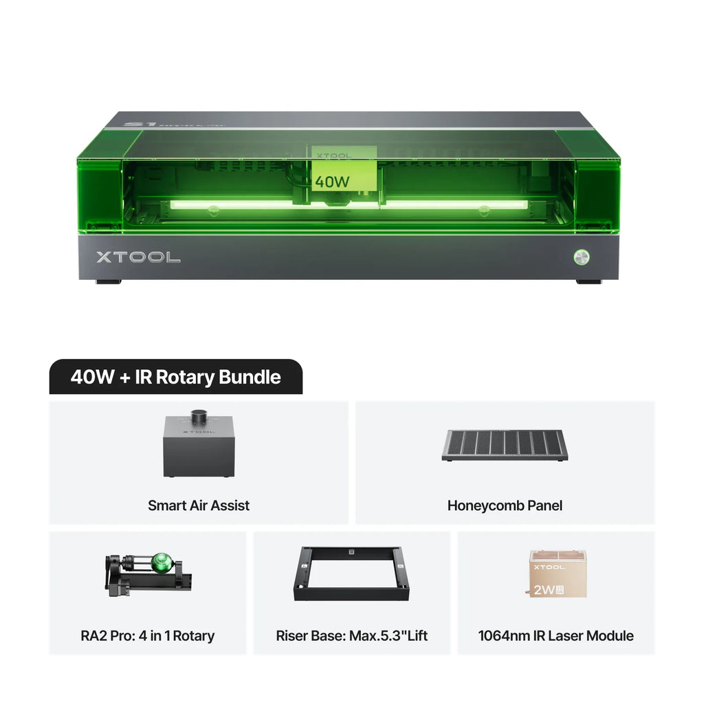 xTool S1 + 1064nm IR Laserkitt: Geschlossener Diodenlaser-Gravierer & -Schneider
